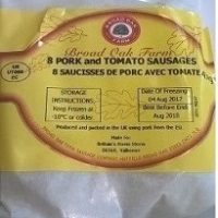 Broad Oak Farm Pork and Tomato Sausages 454g